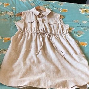 Woman’s Time&Tru sleeveless tan colored collared higher lower dress large.